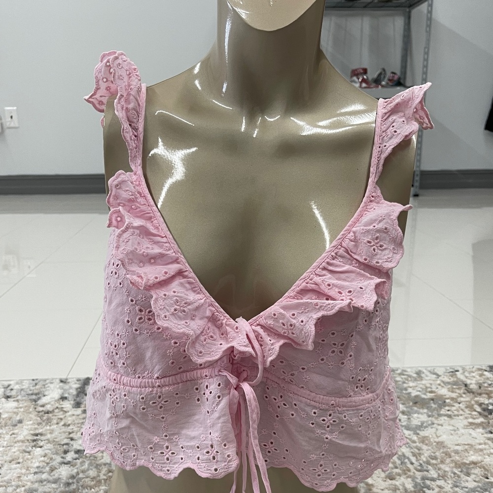 Cropped eyelet blouse